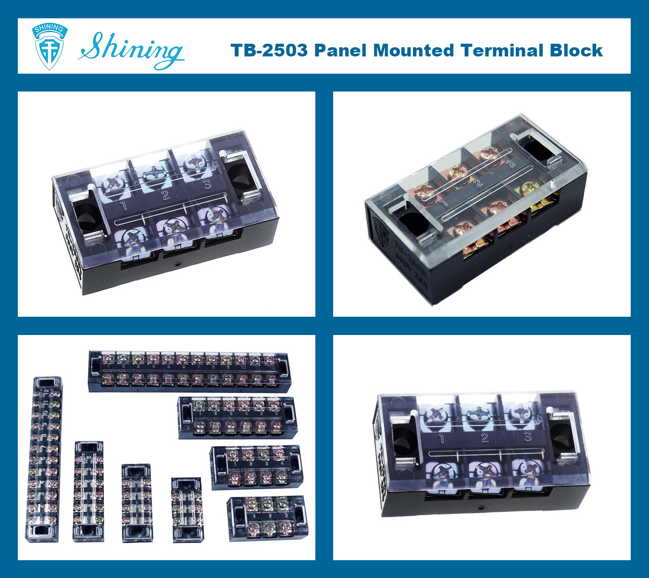 TB-2503L-Panel-Mounted-600V-25-Amp-Fixed-3-Pole-Terminal-Block-Photo