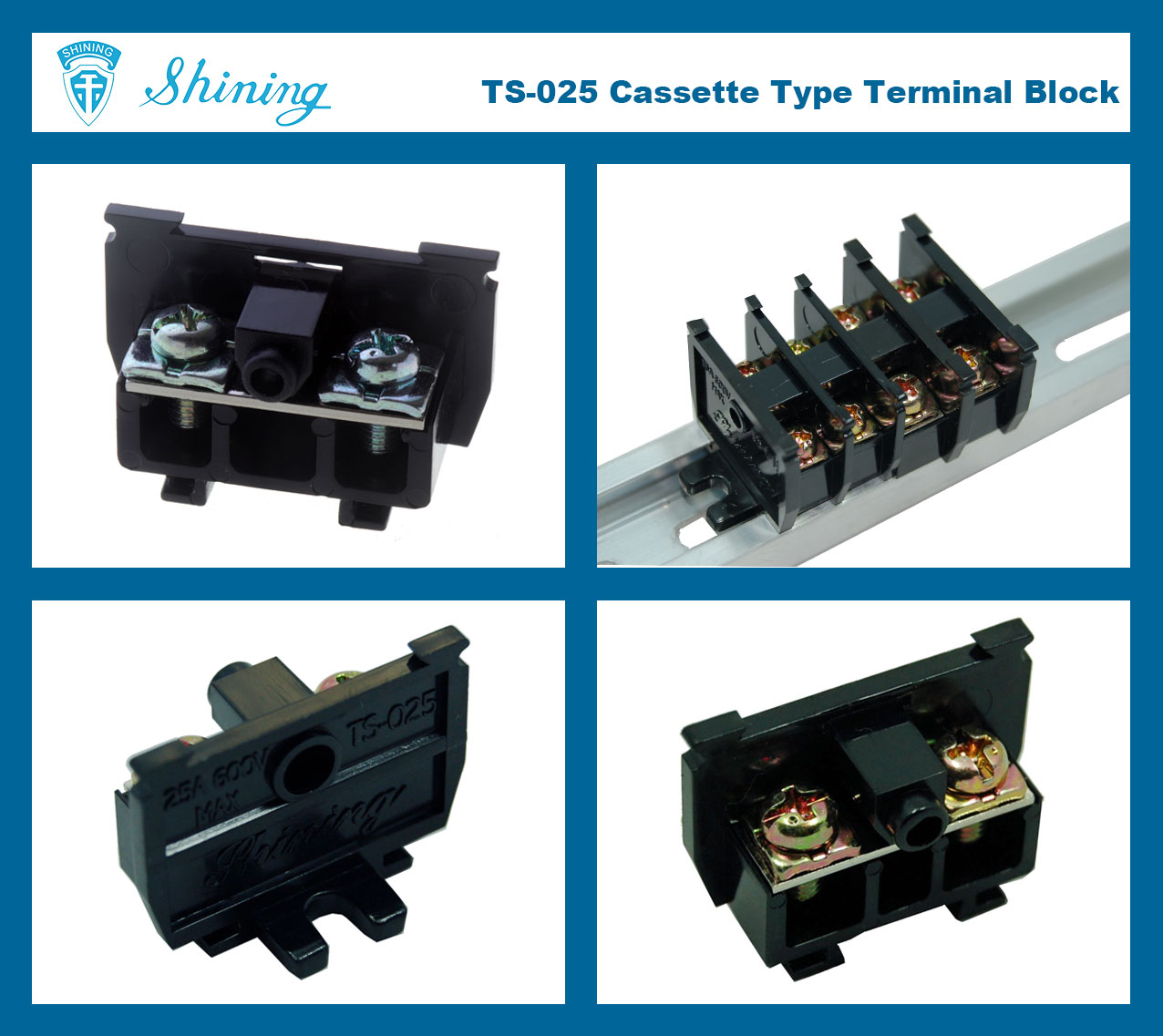 TS-025-25A-25mm-DIN-Rail-Cassette-Type-Terminal-Block-Connectr